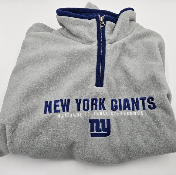 Vintage Reebok Light Gray and Blue New York Giants 1/4 Zip Pullover Men's Large - Picture 11 of 16